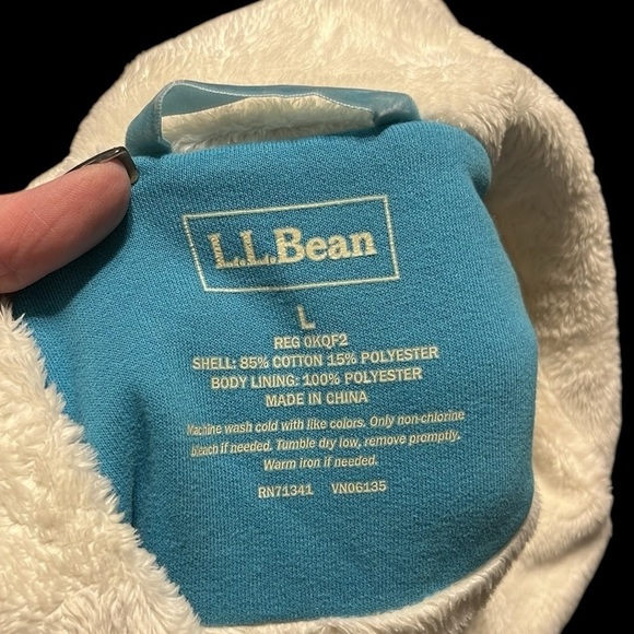 L.L. Bean aqua fleece lined zip front vest size large - Picture 6 of 6
